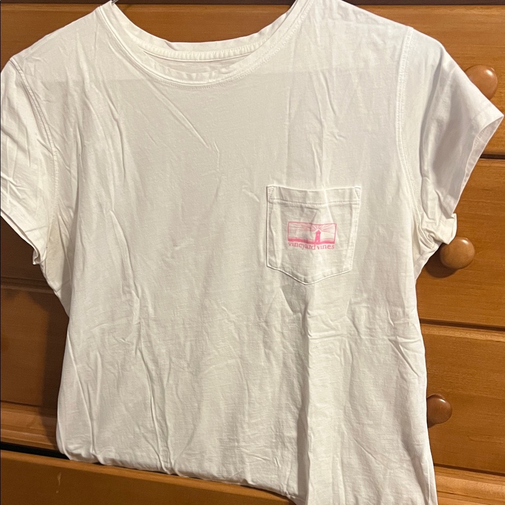 Vineyard Vines White and Pink Short Sleeve Tee